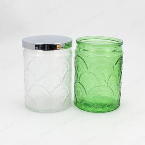 圆形闪亮蜡烛罐，带浮雕玻璃盖和标签，用于蜡烛制作DIY工艺品