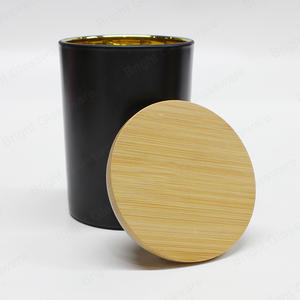 香薰豪华空黑色哑光玻璃蜡烛罐，用于制作蜡烛