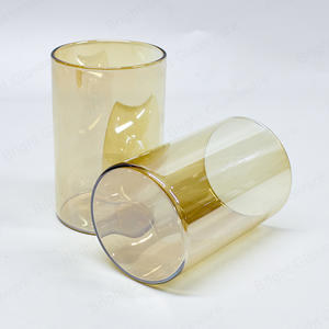 中国蜡烛罐批发透明琥珀电镀高硼硅酸盐支架