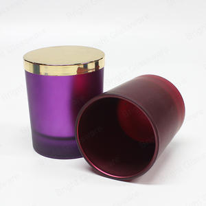 中国蜡烛罐玻璃哑光紫色厚底空蜡烛制作