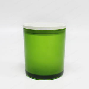 批发定制工艺哑光绿色玻璃蜡烛罐带盖派对