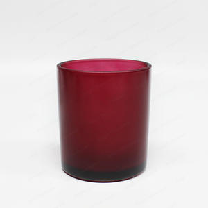 中国制造商环保回收哑光红烛罐玻璃批发商