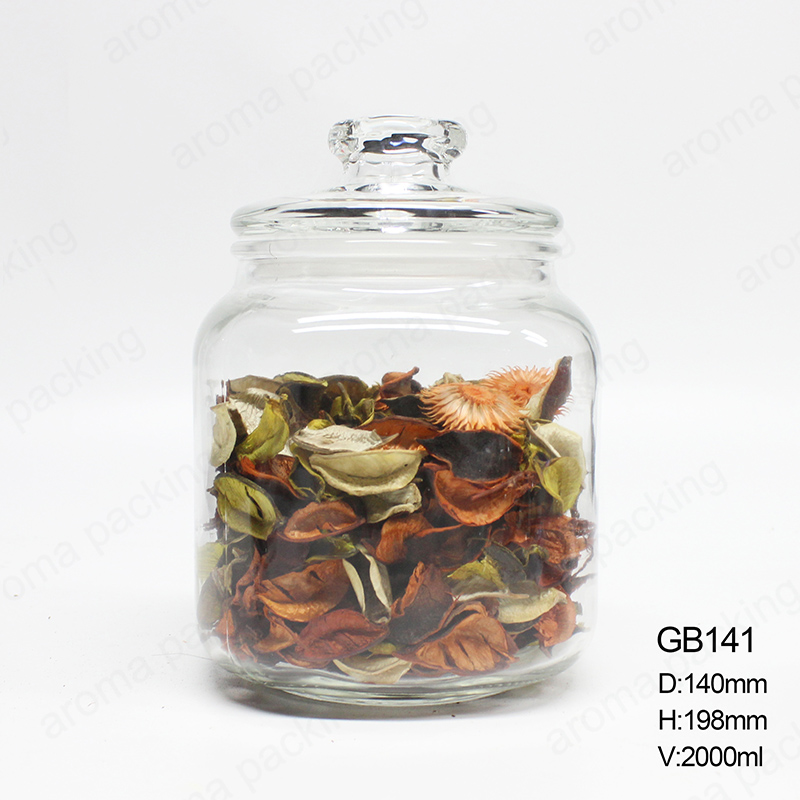 High Quality Thickening 800ml 1000ml 2000ml Clear Storage Glass Jar With Lid