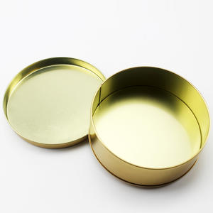 免费样品定制尺寸黄金圆形锡蜡烛罐带盖存储