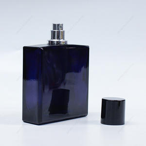 工厂定制蓝黑色方块40ml玻璃香水瓶GBC218