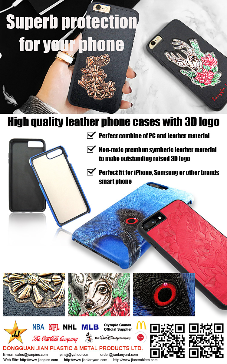 Suveren telefonbeskyttelse - mobiltelefondeksler i skinn med 3D-logo