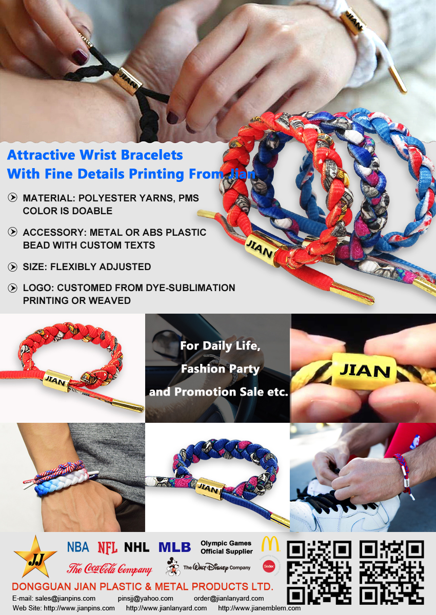 Fashionable paracord bracelet with logo from Jian