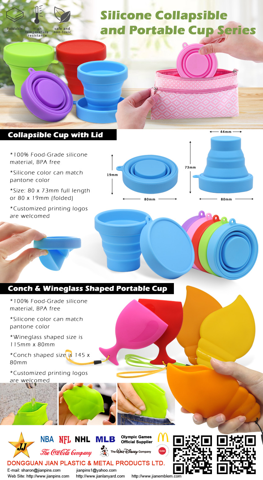 Silikon sammenleggbar kopp praktisk å bære med for utendørsaktiviteter