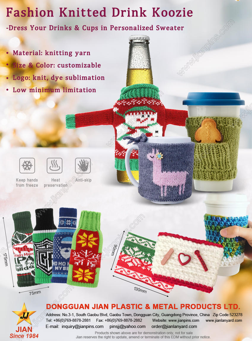 Dress drinks/cups in personalized knitted drink koozie to make a stylish life 
