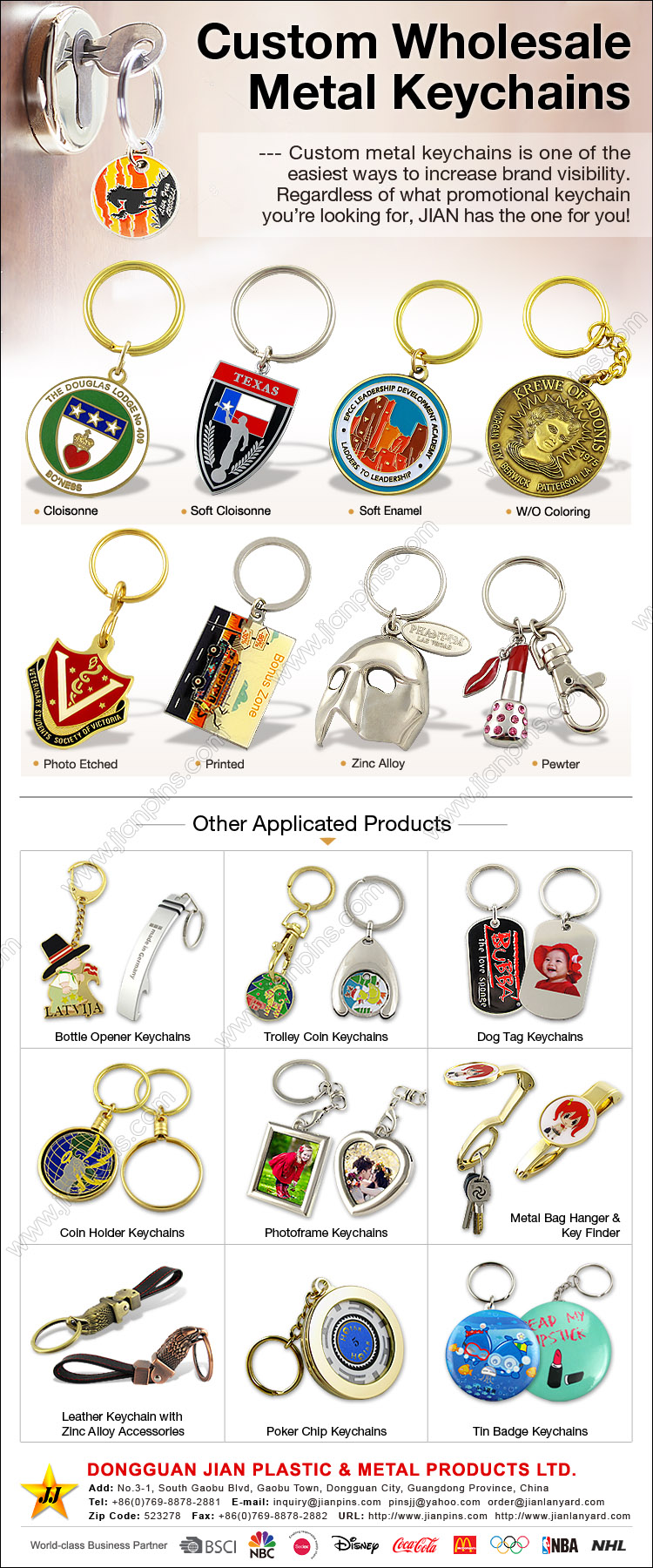 Custom Metal Keyrings engros Metal nøkkelringer Metal nøkkelringer