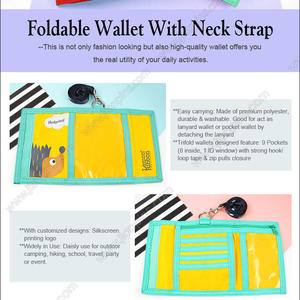 Foldable Wallet With Neck Strap trifold wallet with 9 pockets