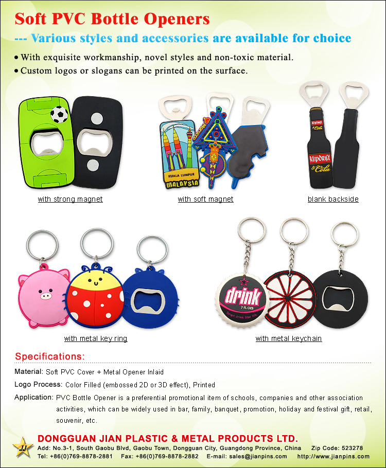 Customized Useful and Handy Bottle Opener Supplier with Personalized Custom soft PVC logo for sale 