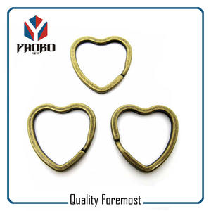 Antique Brass heart split ring,heart Shape key Ring