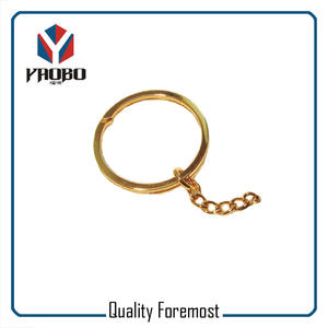 gold split ring with chain,gold split key ring With Chain