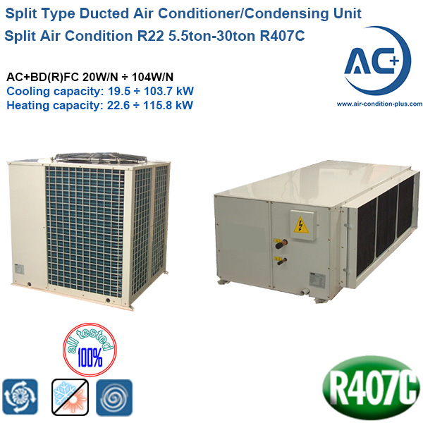 commercial central split type duct air condition  R22 5.5ton-30ton  R407C