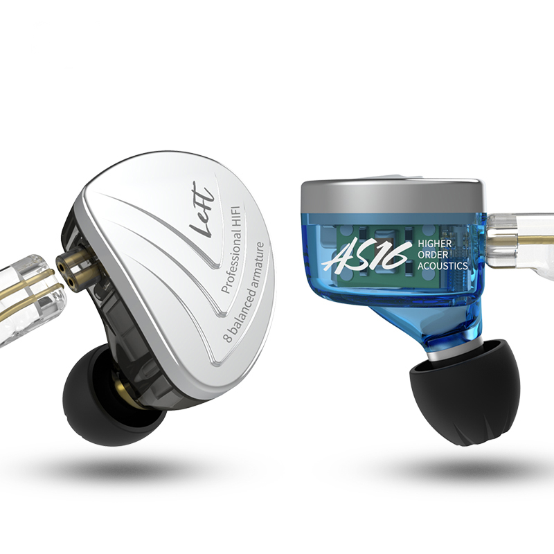 KZ AS16 متوازن Armature الهجين التكنولوجيا Hifi سماعة في مراقبة الأذن