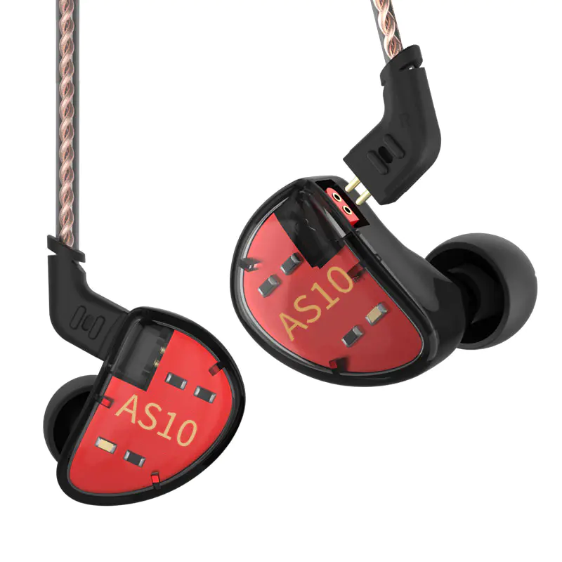 KZ AS10 HiFi Stereo 5 Controlador de armadura equilibrada en el monitor del oído