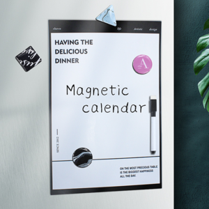 クラシックブラックの月間冷蔵庫カレンダーマグネット-HYクラフト