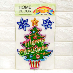Наклейка на новорічну ялинку настінний | Сніговик вискочив на настінні наклейки | YH Craft