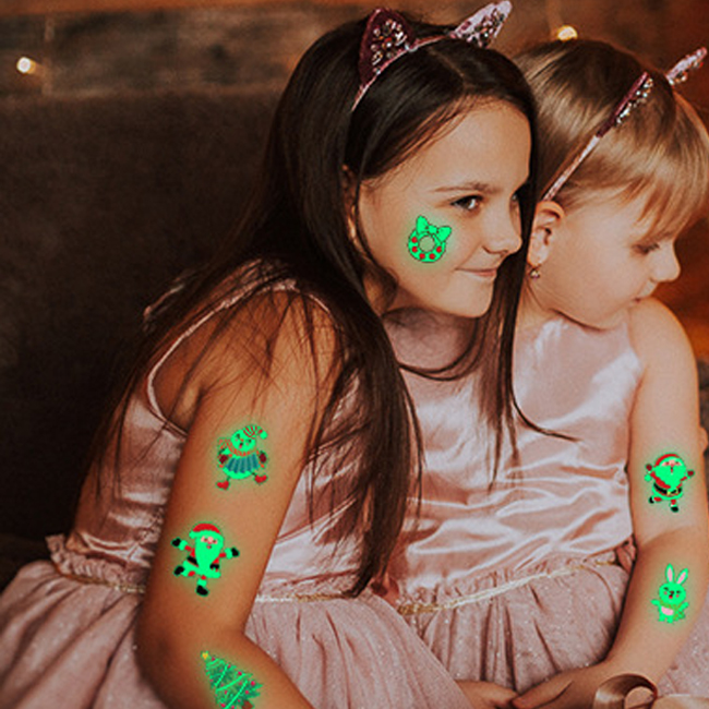 Top Selling Tattoo Sticker - Christmas Temporary Tattoos With Glow In Dark