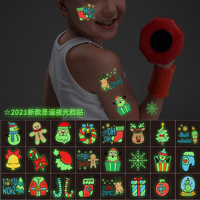 christmas tattoo sticker for sale | Glow In Dark Temporary Stickers| YH Craft