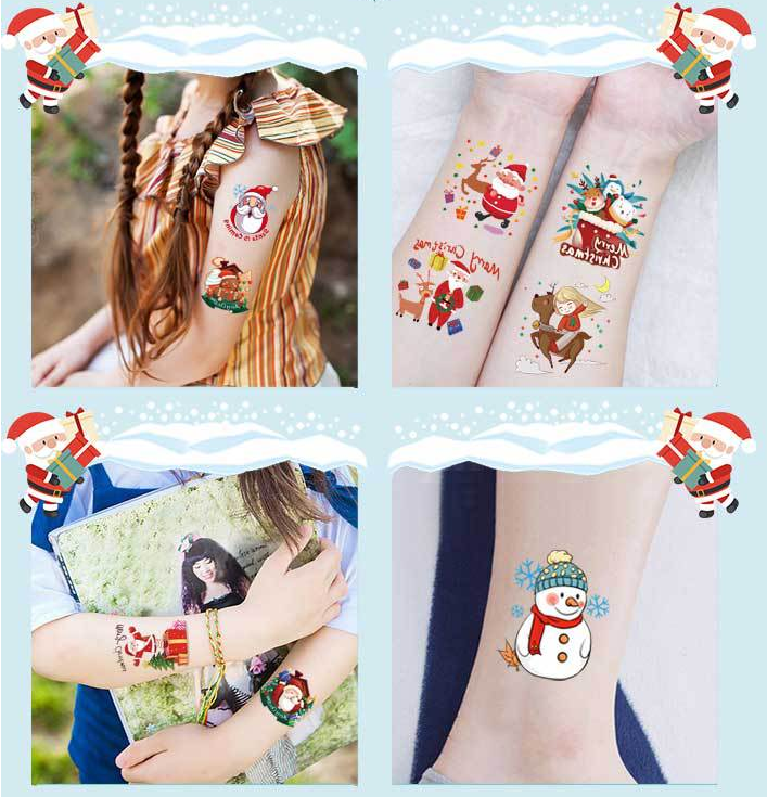High Quality Small Decorative Semi Permanent Christmas Face Hand Cheap Tattoo Sticker Design