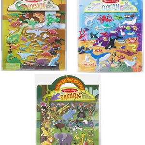 Wiederverwendbarer Puffy Sticker Wild Adventures Spielset 3er-Pack (118 Aufkleber: Safari, Dinosaurier, Ozean).Puffy Sticker Spielset Safari