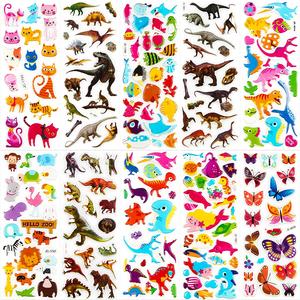 Виробник пухких наклейок для виготовлення пухких наклейок для тварин для дітей 52 аркуші 3D-наклейки Упаковка для дітей понад 1100 наклейок для хлопчиків дівчаток і малюків, включаючи тварин Метелик динозавр Океан життя