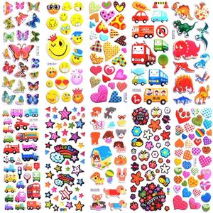 Низька ціна Puffy Sticker для дітей 1000+, 40 різних аркушів, 3D пишні наклейки для дітей, об'ємні наклейки для подарунка на день народження хлопчика, скрапбукінг, вчителів, малюків, включаючи тварин, зірок, риб, сердечка та інше