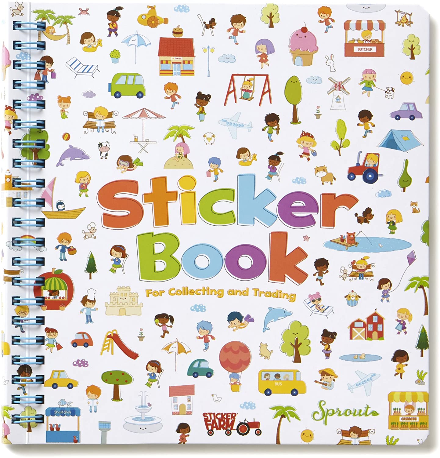 Sticker Farm Happy Day Series Travel-Size Reusable Puffy Sticker Paper Book For Collecting Stickers, Small Starter Activity Sticker Album With 40 Reusable Puffy Stickers