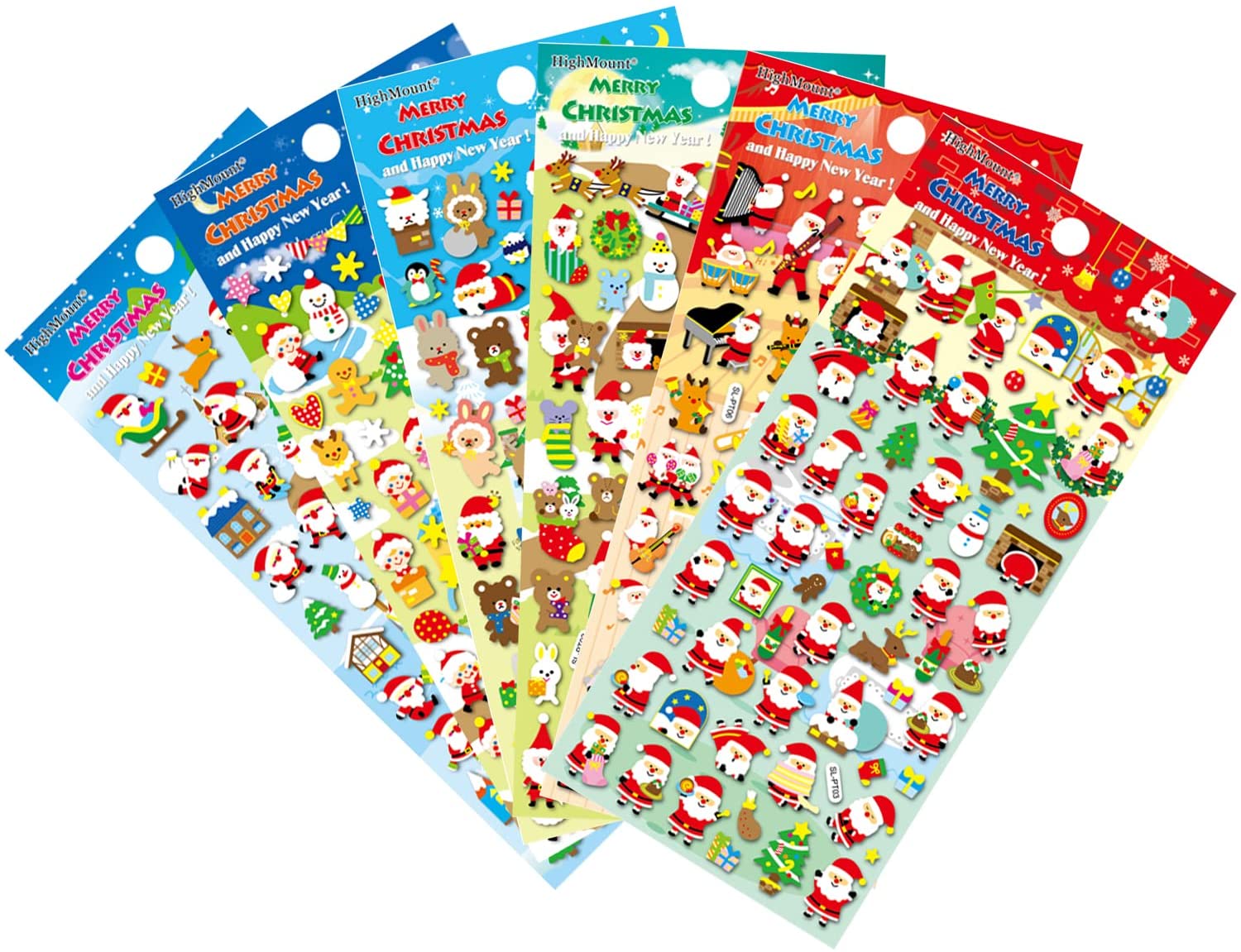 Puffy Sticker Exporter To Sell Christmas Stickers 6 Sheets With Snowman, Reindeer, Tree, Bear, Santa Claus Happy Faces Xmas Kids Stickers Decals For Toys Gifts Scarpbooking Crafts Decorations - 300 Stickers