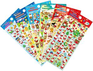 Puffy Sticker Exporter per vendere adesivi di Natale 6 fogli con pupazzo di neve, renna, albero, orso, Babbo Natale Happy Faces Xmas Bambini adesivi decalcomanie per giocattoli Regali Scarpbooking Decorazioni artigianali - 300 adesivi
