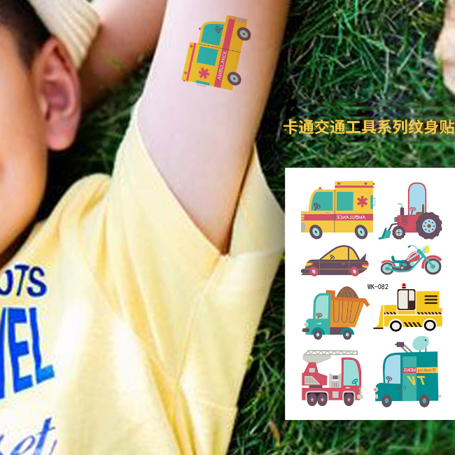 Temporary Tattoo For Kids Car Tattoo Stickers Non-toxic Cartoon Theme Body Tattoos For Children Boys Girls Birthday Party
