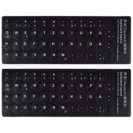 Saksa klaviatuurikleebised, klaviatuuri asenduskleebis valge kirjakleebisega arvuti sülearvuti sülearvuti lauaarvuti klaviatuuridele (saksa keeles)