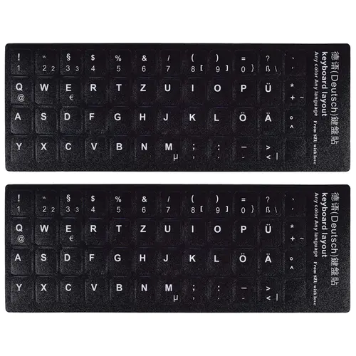Nemecké nálepky na klávesnicu, nálepka na výmenu klávesnice s nálepkou s bielym písmom pre stolné klávesnice pc notebook notebooku (nemecky)