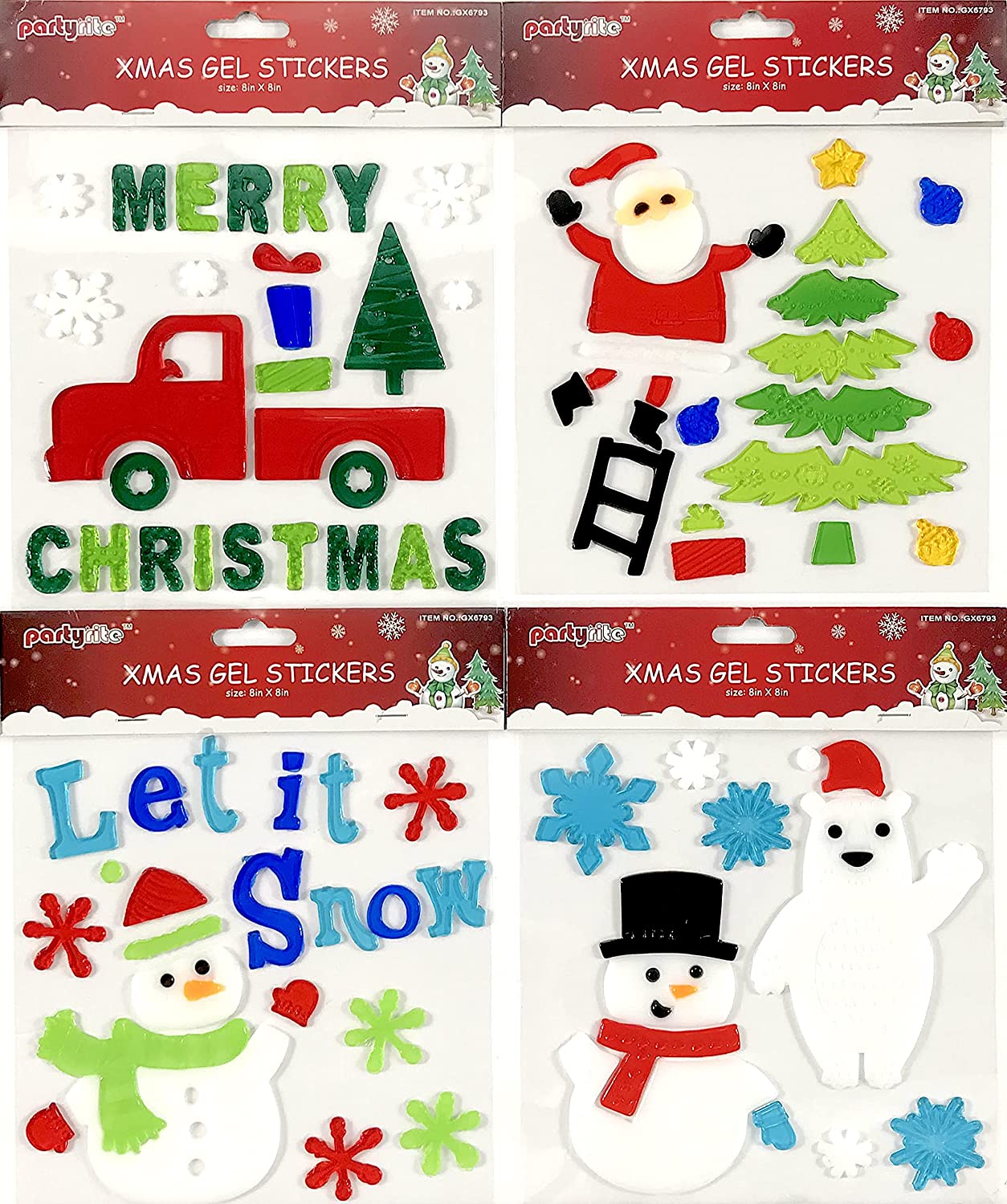 Christmas Window Clings For Glass Windows, Reusable Gel Window Clings Stickers For Kids, Christmas Window Decorations Include Santa Claus, Deer, Snowflakes
