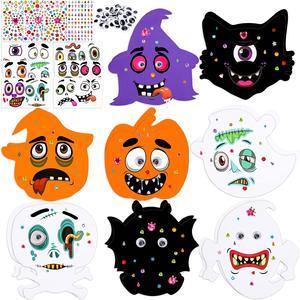 Halloweeni vahust käsitöökomplekt lastele, 64 tk Pumpkin Ghost Bat Cat Witches koljuvaht näokleebistega Assortii Wiggle Eyes Teemantkleebised, DIY maalimine Käsitöö pidude soosimiseks Kaunistamine