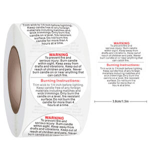 Etichette di avvertimento per candele Adesivi per contenitori per barattoli di candela Etichette di sicurezza per candele adesivi di avvertimento per candele per la produzione di barattoli e barattoli di candela fai-da-te (bianco)
