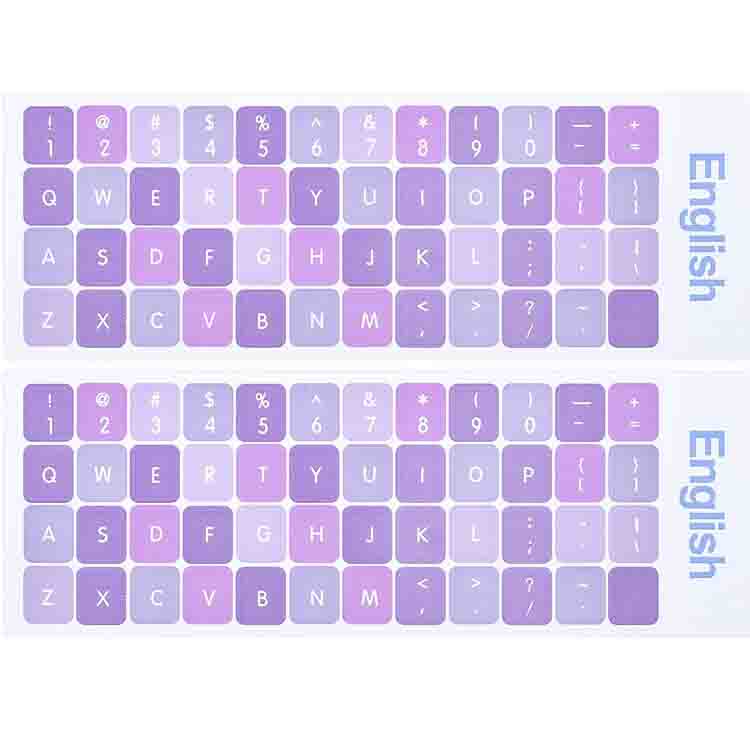 Universal English Keyboard Stickers, Replacement Letter English Keyboard Stickers With Purple Background For Computer Laptop Notebook Desktop