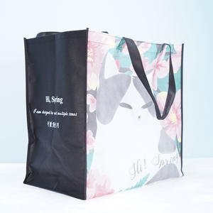Big size long handle Sewing full color offset printing PP Non woven Shopping bag