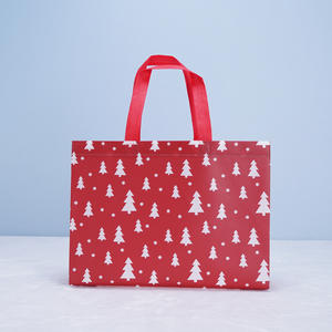 Snow Christmas Trees Printing Pp Laminated Non Woven Shopping Bag For Fashion Items Packing 