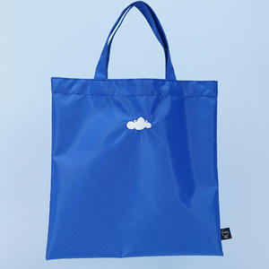  Embroidery pattern cloud design blue nylon polyester tote bag for shopping 