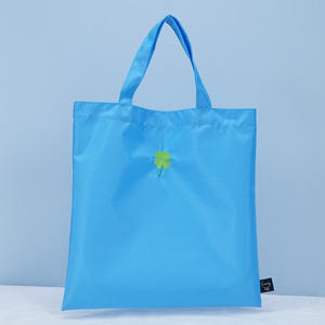  Lucky Ciover-A Embroidery pattern light blue nylon polyester tote bag for daily carry