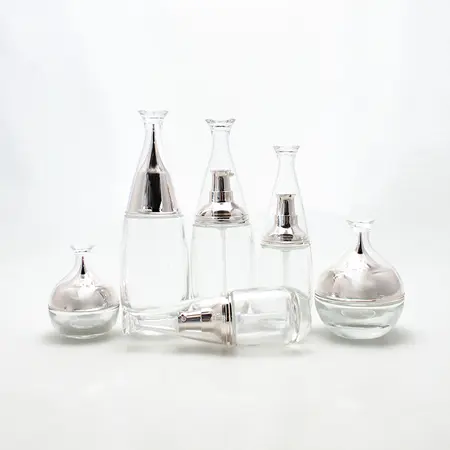 Wholesale Luxury Personal Cosmetic Containers Packaging Skincare Bottles Glass Bottle Set