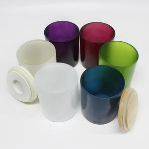 Hot Sale Multi-Colors White Green Blue Red Purple Matte Frosted Glass Candle Jar With Box And Lid