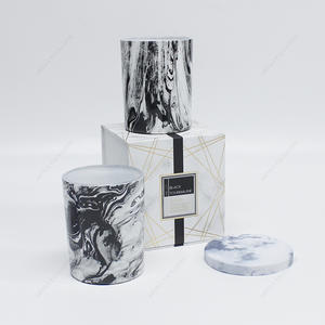 Factory Wholesale Luxury Black Water Transfer Printing Glass Candle Jar With Wood Lid