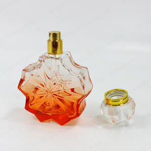 Factory Custom Shape Process Gradient Color Glass Perfume Bottle With Spray Pump