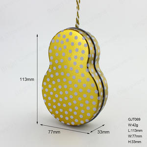 Art Guitar Shapes 113*77*33mm GJT069 Gold Tinplate Jar with White Spots