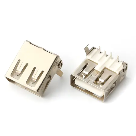 US-F-A-01-P-W USB A Type Connector 90 Degree Right Angle DIP USB2.0 Female Socket USB Connector