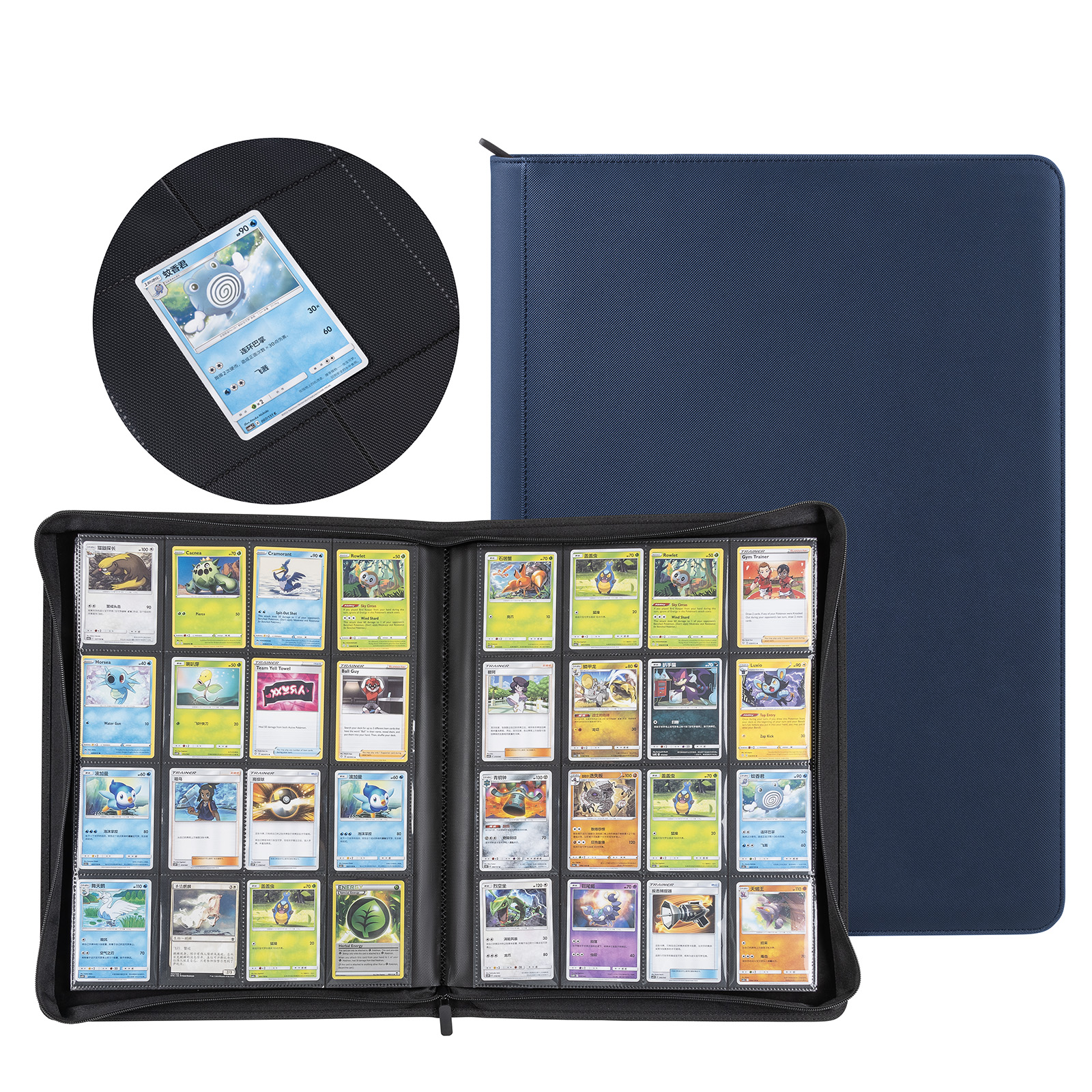 16 Pocket PU Leather Zip Binder Customized Logo Premium Waterproof Protective Folder Album Collectibles Trading Card Game